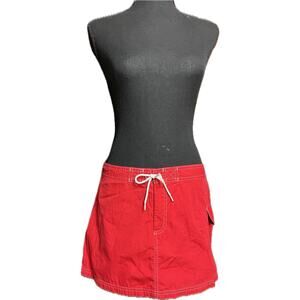 J.Crew Red Cotton Mini Skirt Size 8 Boardwalk Swim Coverup Beach Casual Summer